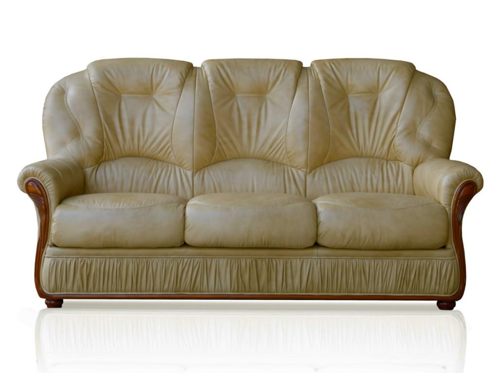 Canapé 3 places cuir de buffle beige Domopure JHTC50240