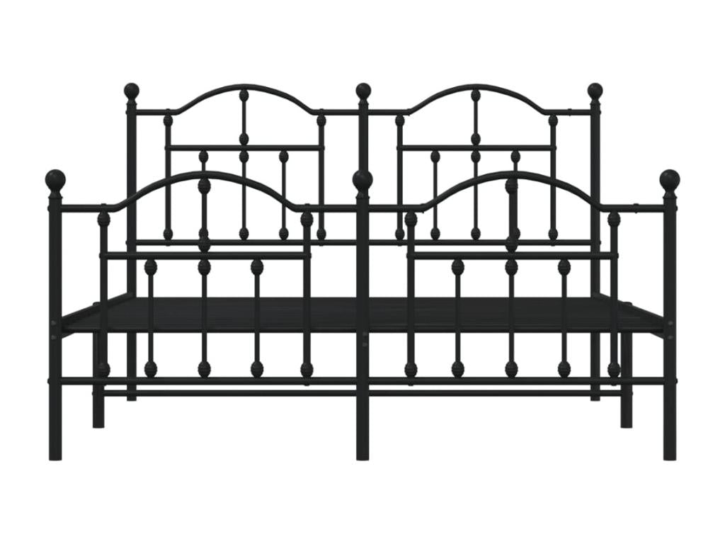 Metal bed frame with headboard and footboard, black, 140x190 cm, WTKL60294