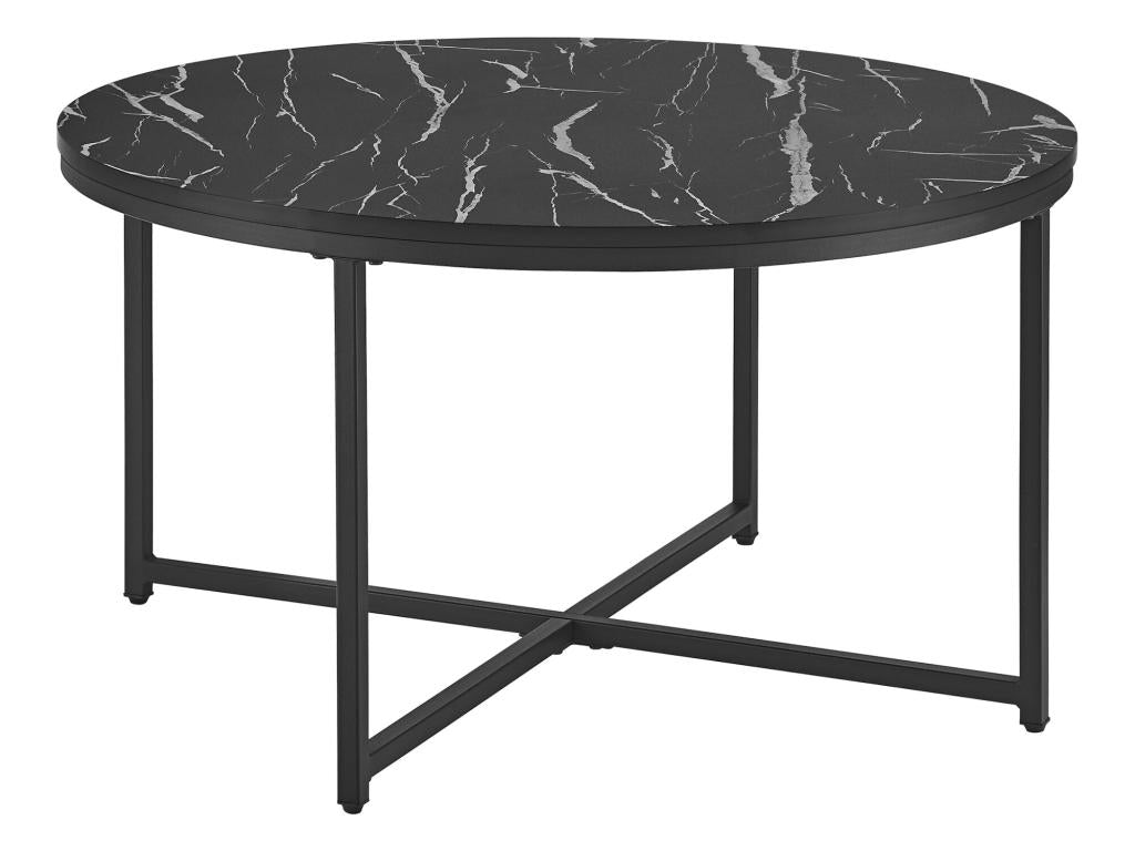 Table basse ronde Domopure pour salon 45x80 cm marbre noir / noir Domopure SUTE75886