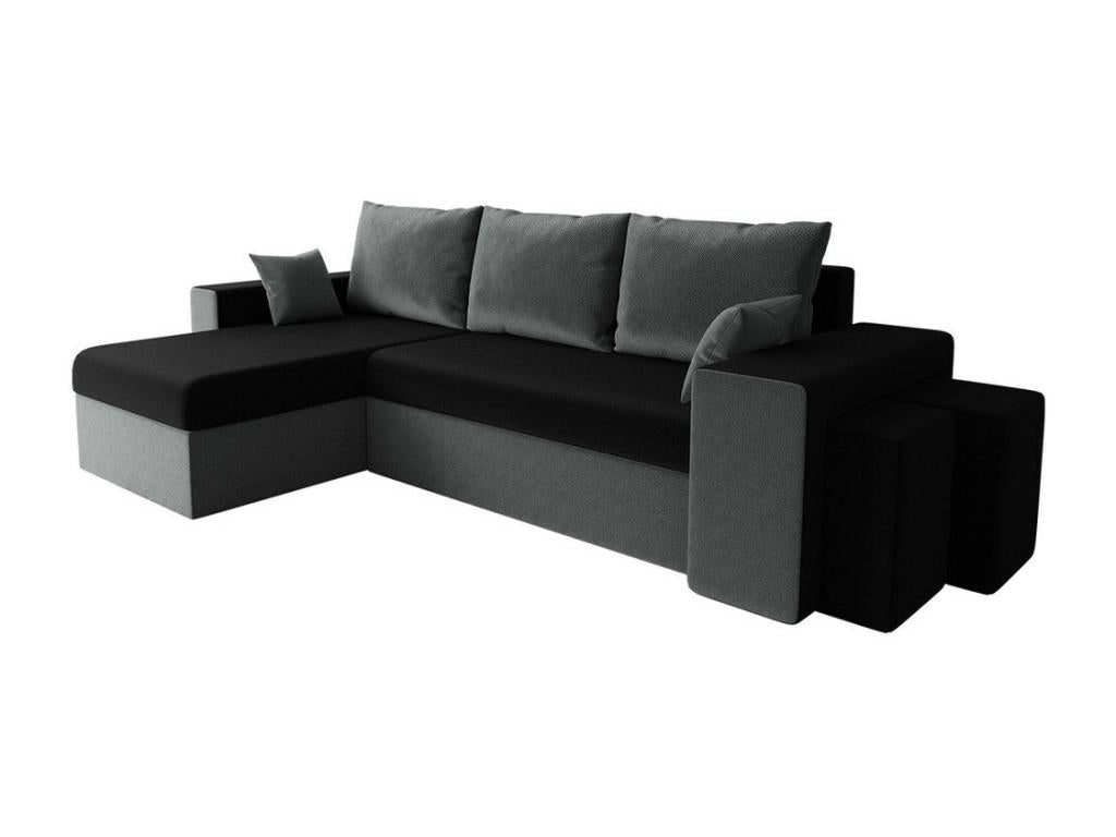 Domopure 129 Grey Corner Sofa with Sleeping Function and Bedding Box, 256x139x80cm, BOON43845