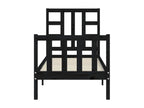 Bed frame with black headboard, small, single, solid wood, NYZQ37968
