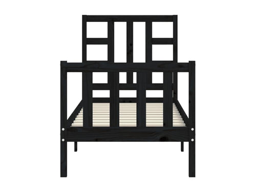 Bed frame with black headboard, small, single, solid wood, NYZQ37968
