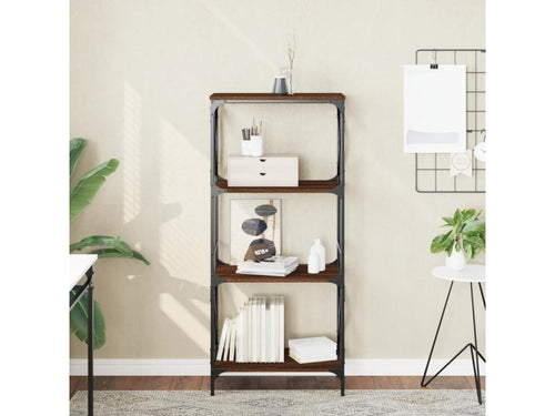 4-tier bookcase, brown oak, 59x35x132cm, engineered wood, VPGW49560