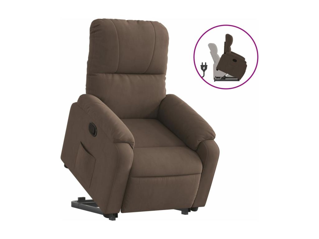 Brown reclining armchair in microfiber fabric KGFO90586