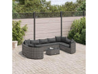 10-piece garden furniture set with cushions, grey woven resin OSCJ30124