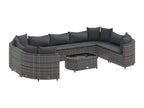 10-piece garden furniture set with cushions, grey woven resin OSCJ30124