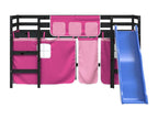 Children's loft bed and pink curtains 80x200cm solid pine wood ICQC58552