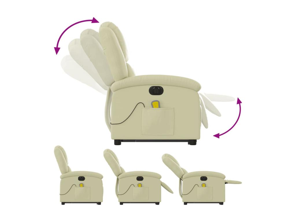Electric reclining massage chair in cream genuine leather APCC15495