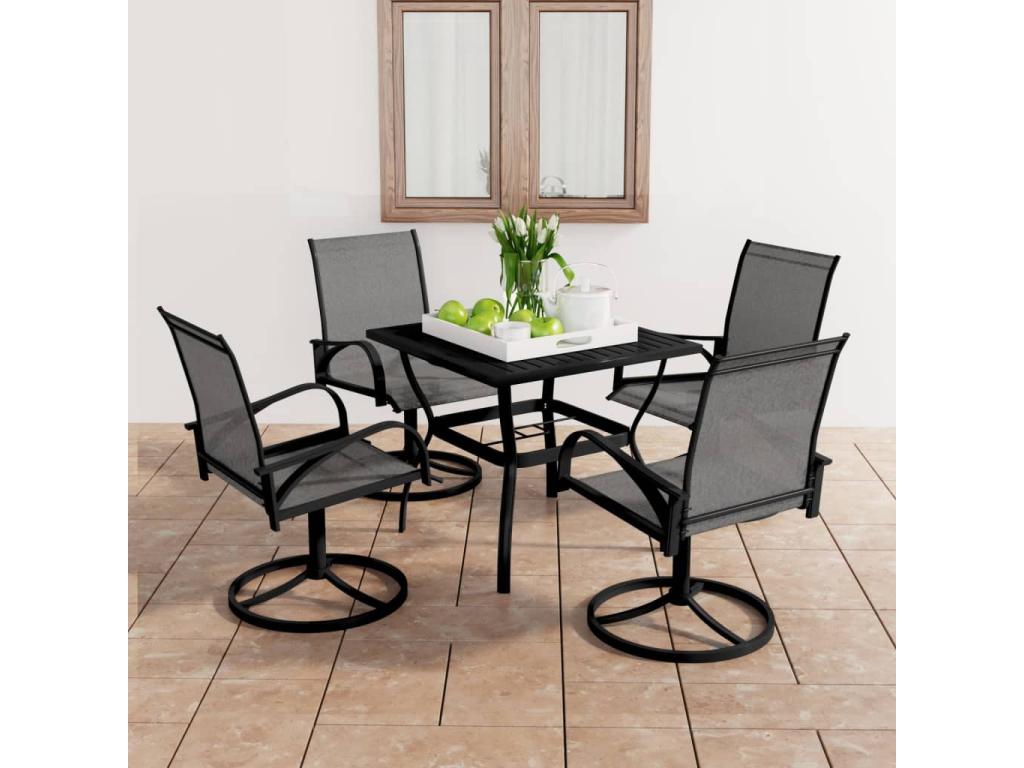 Ensemble à manger de jardin 5 pcs textilène et acier JANW05557
