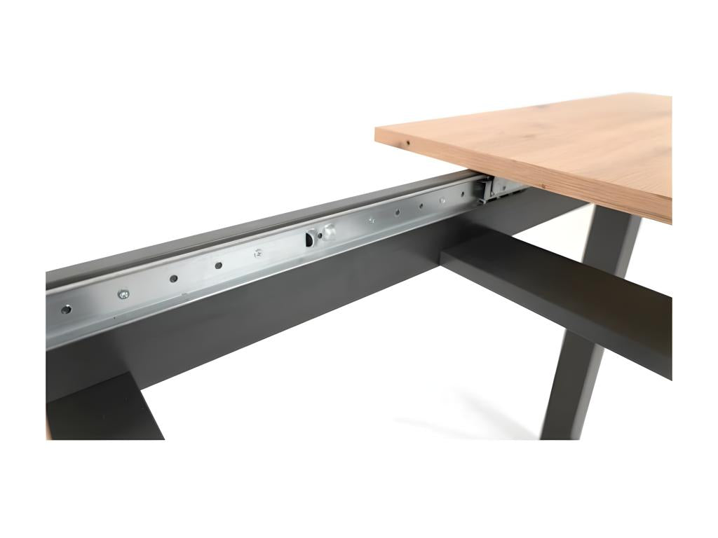 Extendable dining table 160-200 cm - Domopure oak and anthracite - Domopure PXNS53788
