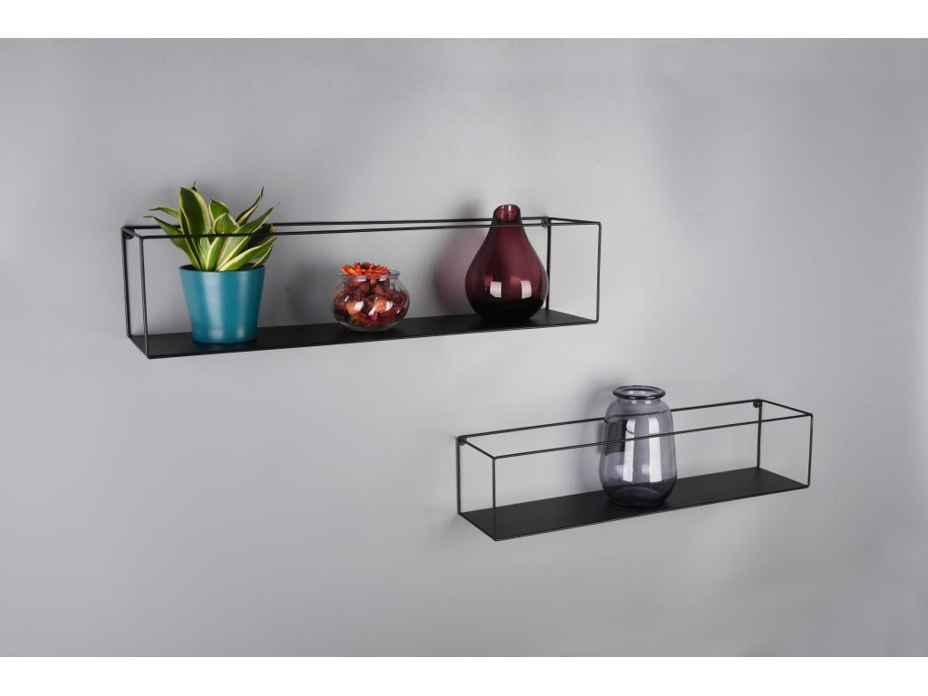 Decohaute - 2 wall shelves - Black - 65x15x15cm and 60x13x13cm CTPA90119