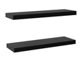 Floating wall shelves, 2 pcs, Black, 80x20x3.8 cm, AISJ77454