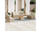 8-piece garden furniture set with cushions, beige woven resin IBIF56698