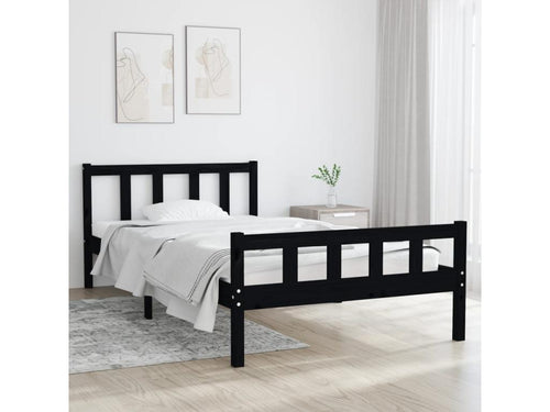 Black solid wood bed frame without mattress, 100x200 cm KTVY86328